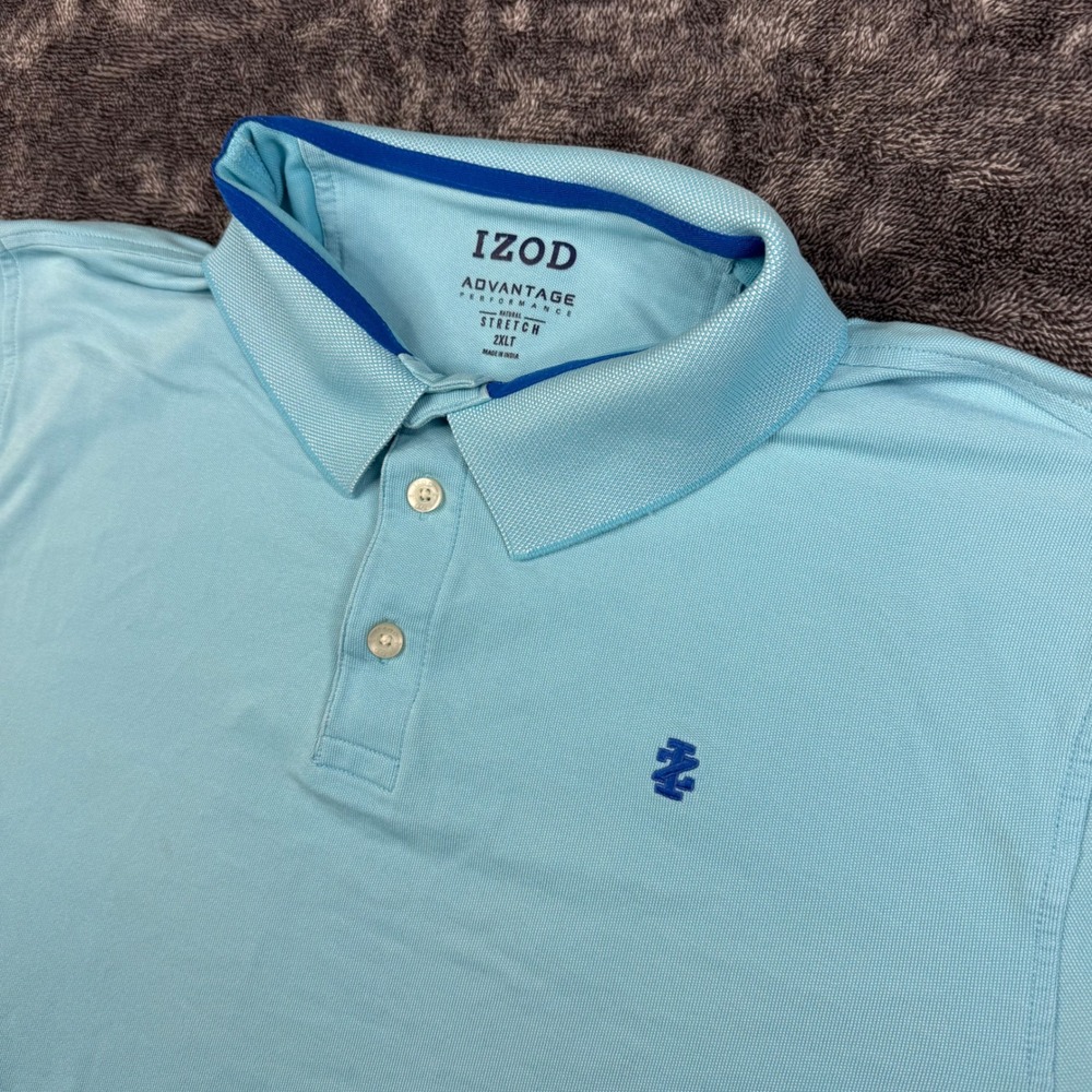 IZOD Polo Shirt Mens 2XLT Blue Advantage Performance Stretch Short Sleeve